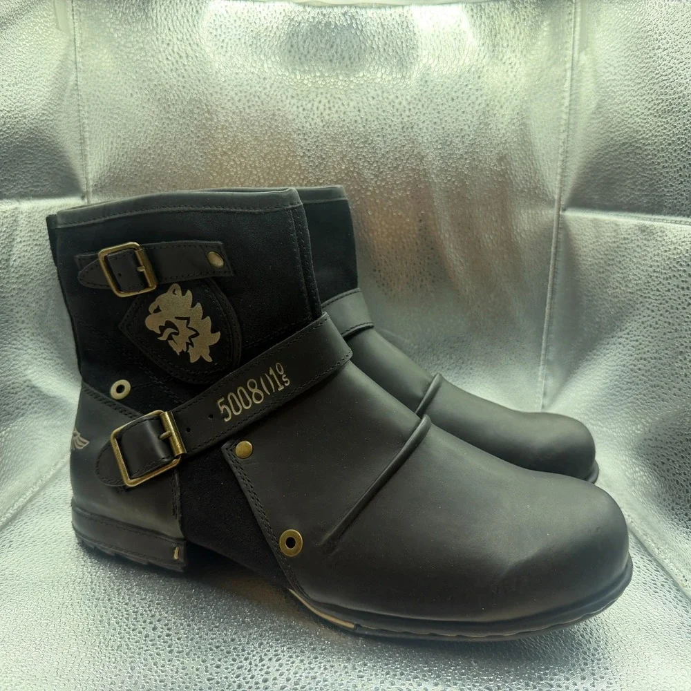 Size 11.5 Osstone Otto Zone Black Mens High Leather Cowboy Chukka Ankle Boots